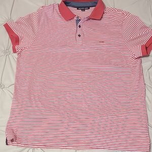 Michael Kors Pink and White Striped Polo Shirt